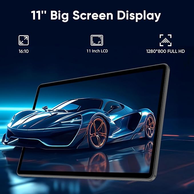 Android 15 Tablet,11 Inch Tablets with Octa Core Processor, 12GB RAM + 128GB ROM 1TB Expand, Widevine L1, 8000mAh Battery, 2.4/5Ghz Dual Band WiFi/GPS/FM Radio,5/8MP Cameras, Case Included - Black