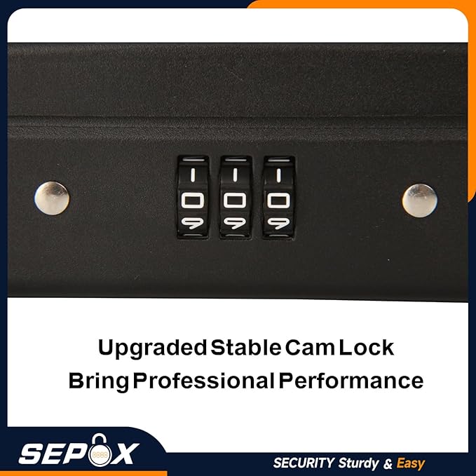 SEPOX® 4Pcs Water/Fire-Resistant Portable Security Case Lock Box Steel, Personal Travel Safe Storage Cabinet for Small Item, 3-Ft Cable, Ressetable Combination Lock for Dorm, Car, Sports, Office