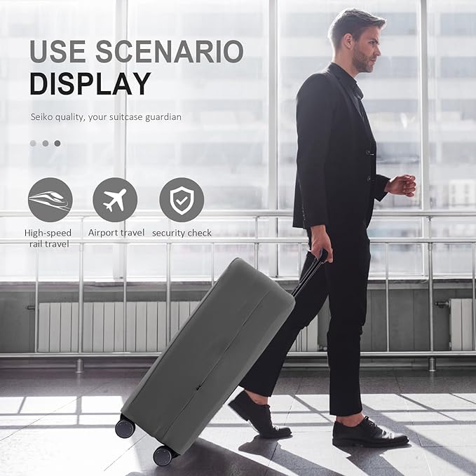 Travel Luggage Cover Suitcase Protector Scratch-Resistant Fit 19-31 Inch Suitcase, Not Included Suitcase (Slate Gray, M(24-25 inch))