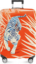 ANNA QUEEN Funny White Tiger Luggage Cover, Suitcase Protector with Bold Jungle Animal Print, Stretchable, Washable Travel Cover for 32-34 Inch Luggage