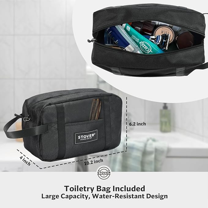STOVER 80L Rolling Duffel Bag with Wheels, Large 31 Inch Durable Travel Duffle + Toiletry Bag, Heavy Duty, Packable, Foldable w/Shoulder Straps- Use as Luggage or Backpack, Men/Women (Green)