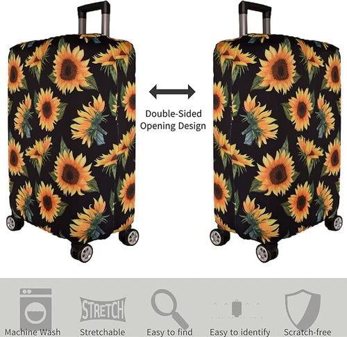 7-Mi Luggage Cover Thickened 19/22/26/30 Inch Suitcase Spandex Black Protector Cover Fits Size S M L XL Travel Baggage S 19-20IN