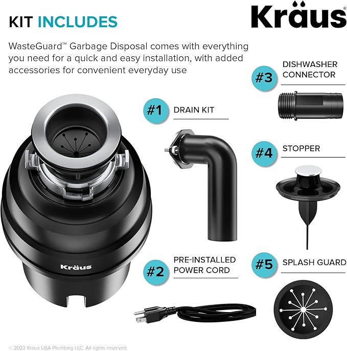 Kraus KGUW1-33WH-100-100, Bellucci Workstation 32 in. Undermount Granite Composite Single Bowl Kitchen Sink in White with WasteGuard 1 HP Continuous Feed Garbage Disposal and Accessories