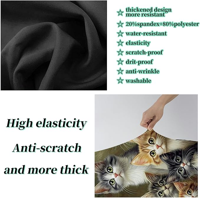Luggage Cover + Tag, Cats Family Travel Suitcase Protector for 18-20 inch Luggage (S) with Concealed Zipper, Washable Elastic Cloth, Dustproof, Anti-Scratch