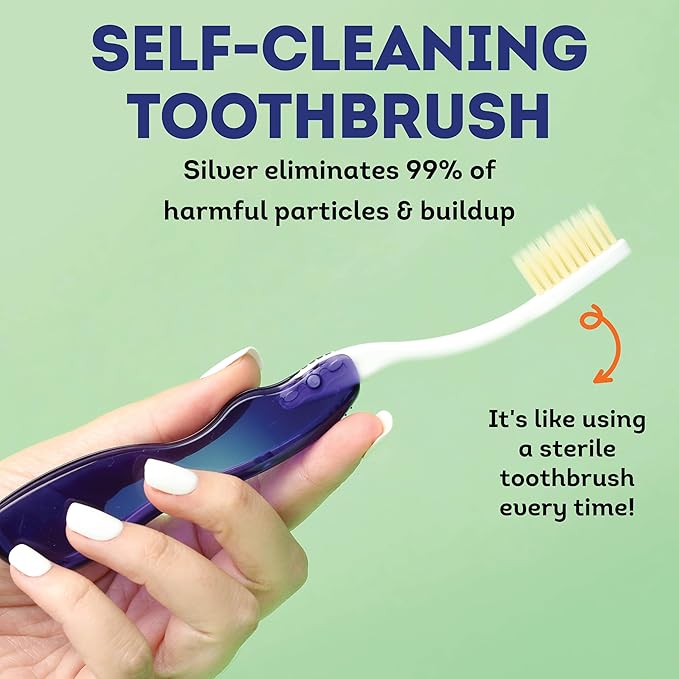 MOUTHWATCHERS Soft Flossing Folding Travel Toothbrush, Blue, Ultra Clean, Good for Sensitive Teeth and Gums, by Dr. Plotka's