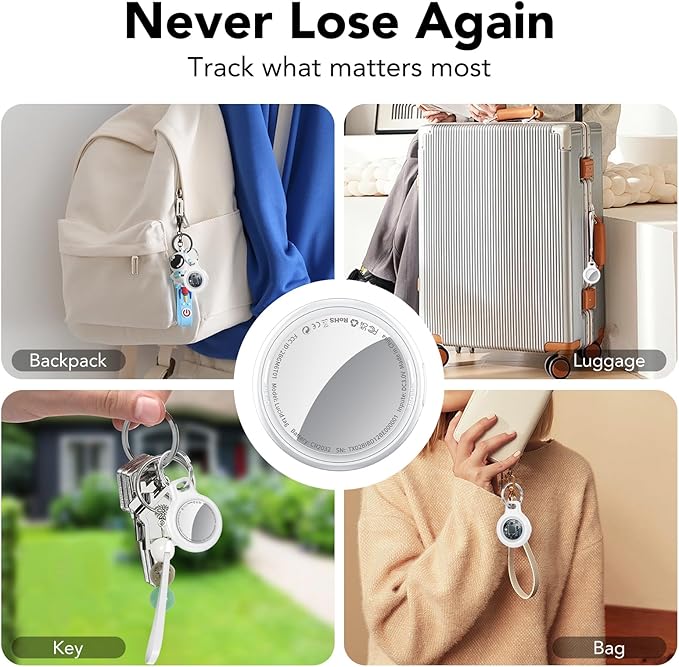 2025 New [Apple MFi Certified] (iOS Only) Air Tracker Tags-2 Pack, Bluetooth Tracker for Apple Find My, Replaceable Battery, Key Finder and Item Locator Smart Tag for Keys, Bags, Luggage, Pets, White