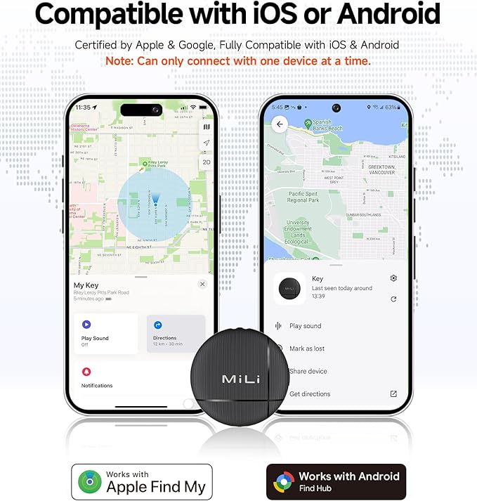 LiTag Duo - Dual System Tracker for iOS or Android, Bluetooth Tracking Tag/Key Finder/Luggage Tracker/Item Locator, Compatible with iOS Find My or Google Find Hub App (4 Packs)