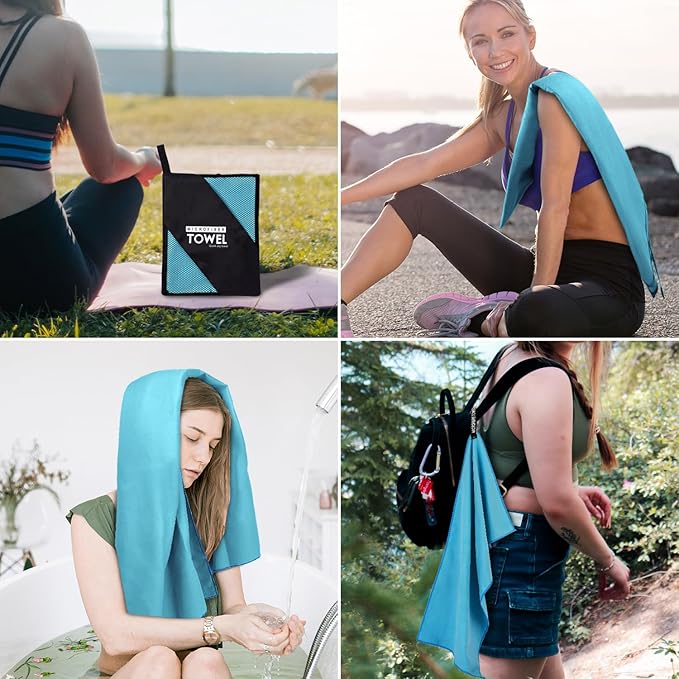 Microfiber Travel Towel, Soft Lightweight Quick Dry Towel, Super Absorbent Compact Travel & Sports & Beach Towels for Camping, Backpack, Gym, Swimming, Yoga, Hiking (XS:12"×24" -MarineBlue)
