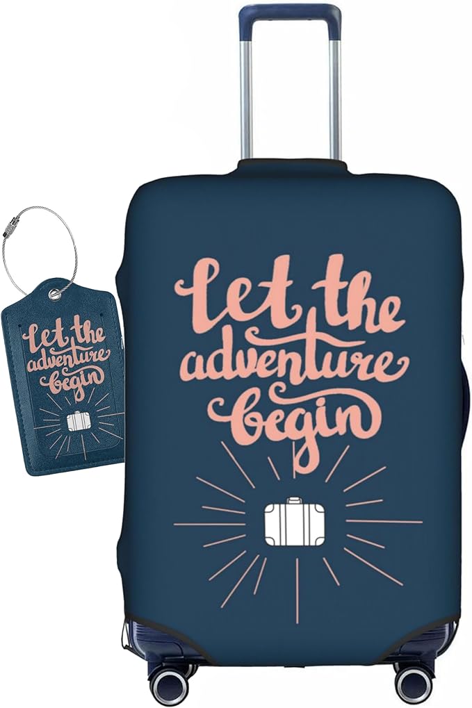 Let The Adventure Begin Luggage Cover Washable Suitcase Protector, Luggage Tag Travel Birthday Gifts For Men Women (XL 29-32 Inch Luggage)