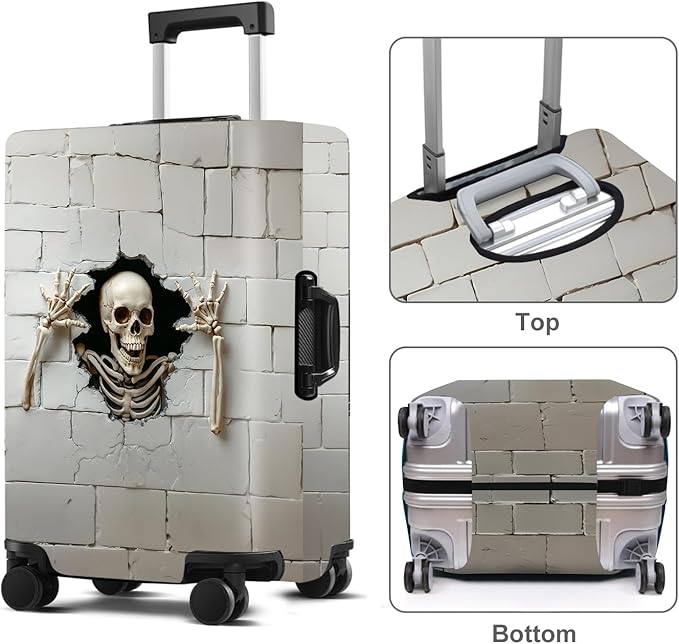 Luggage Cover Washable Suitcase Protector Anti-Scratch,Stretchable Fit for 20-34Inch Luggage Durable Travel Bag Cover with Zipper Closure (Skull, M(fits 24-26Inch suitcase))