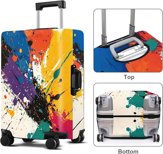 Luggage Cover Washable Suitcase Protector Anti-scratch Suitcase cover Fits 20-34 Inch Luggage (Watercolor, L(28-30inch suitcase))