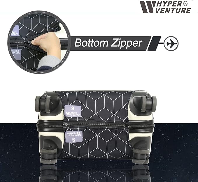 HYPER VENTURE Washable Luggage Cover - Fashion Suitcase Protector Fits 27-30 Inch Luggage (Black Maze, L)