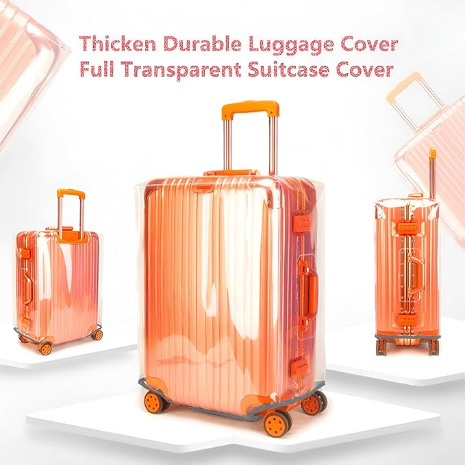 24 Inch Luggage Covers for Suitcase TSA Approved,Carry On Luggage Cover Protector Suitable 24-25 inch Full Clear 3mm Thickness Protector PVC Clear Suitable for Long Travel Accessories