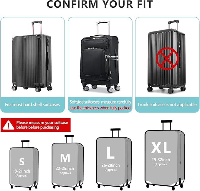 Travelkin Luggage Covers For Suitcase Tsa Approved,Suitcase Cover Protector Fit 18-32 Inch Luggage