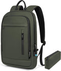 Business Backpack for Men Lightweight Commute Laptop Backpack Anti-Theft Water Resistant Backpack for 17.3 Inch Computer for Daily Office Work with Small Bag (Green)