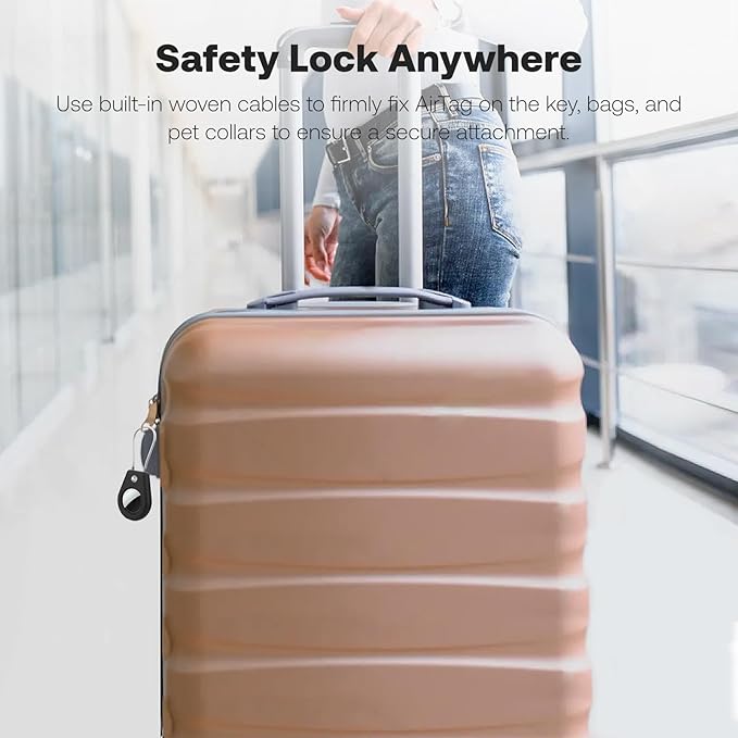 4 Pack Airtag Holder Compatible with Apple AirTag, Secure Holder with Wire Cable for Men Women's Keyrings & Keychains, Air Tag Case Keychain for Keys, Luggage, Bags, 4 Colors