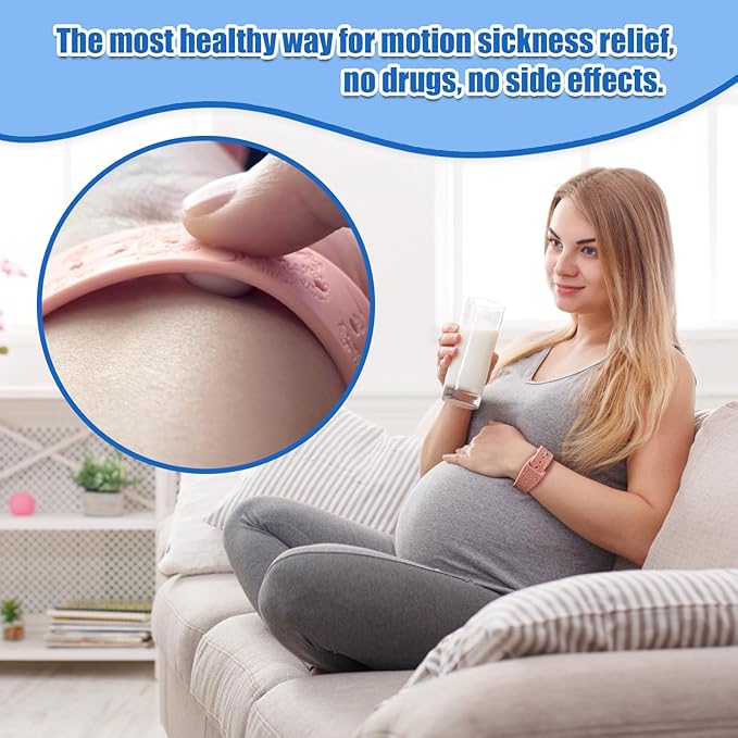 Hion Motion Sickness Bracelets Sea Sickness Wristbands for Motion Sickness/Morning Sickness/Pregnancy Nausea Anti Nausea Wristband Acupressure Nausea Bands Motion Sickness Bands(2Pairs-Black+Bule)