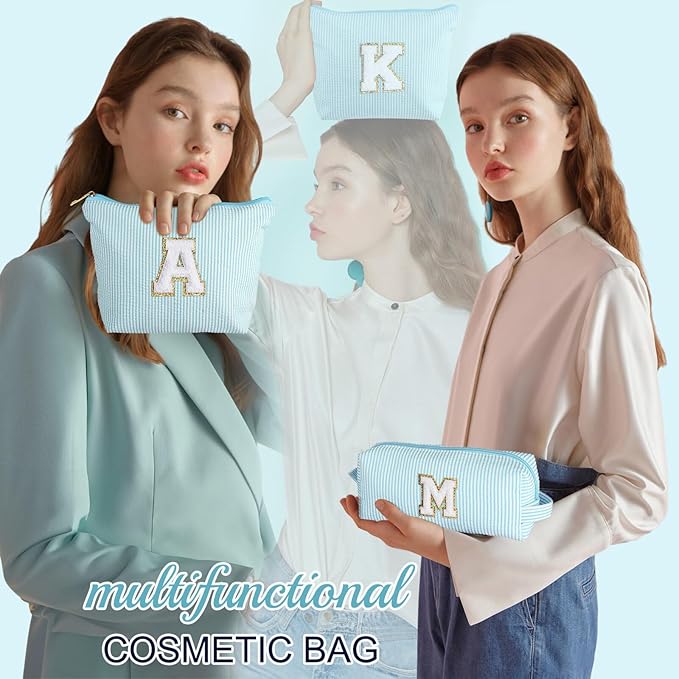 YOOLIFE Initial Makeup Bag for Women - Teen Girl Gifts Trendy Stuff Monogram Cute Makeup Bags Make Up Case for Women Her Best Friend Friendship Sister Teacher, Personalized Birthday Gifts H