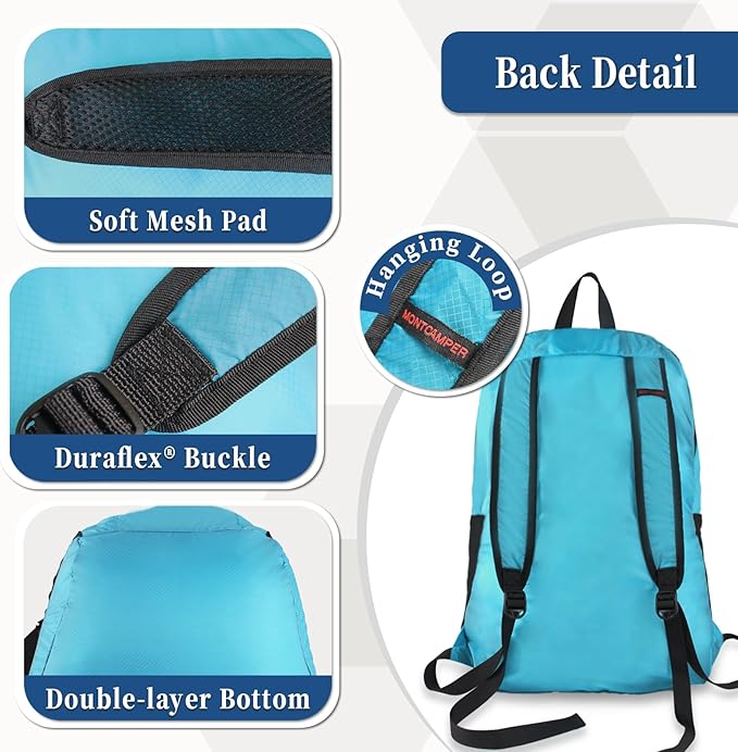 Hiking Daypack - Lightweight & Water-Resistant Portable Backpack for Travel, Camping, Outdoor Adventures(25L,turquoise blue)