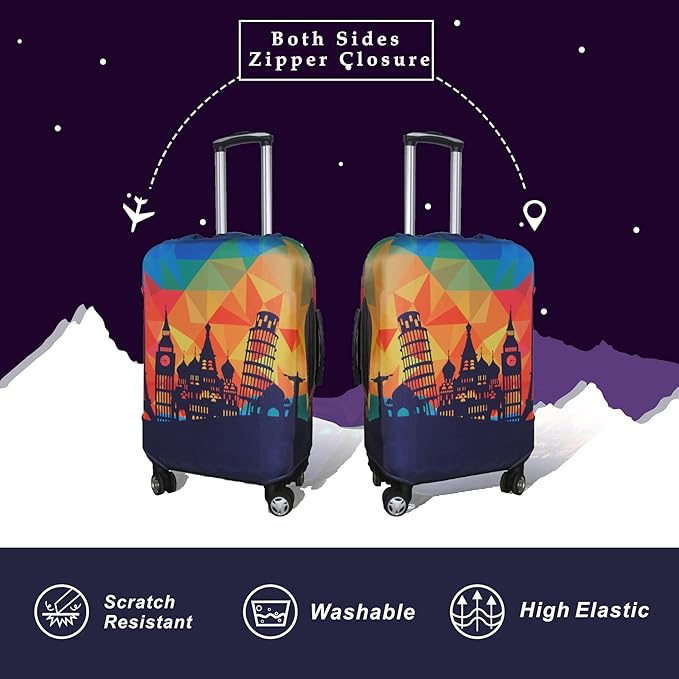 Explore Land Travel Luggage Cover Suitcase Protector Fits 18-22 Inch Case (Modern City, S)