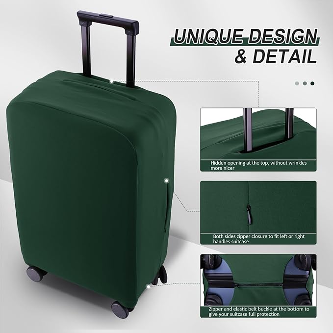 Travel Luggage Cover Suitcase Protector Scratch-Resistant Fit 19-31 Inch Suitcase, Not Included Suitcase (Avocado Green, S(19-21 inch))