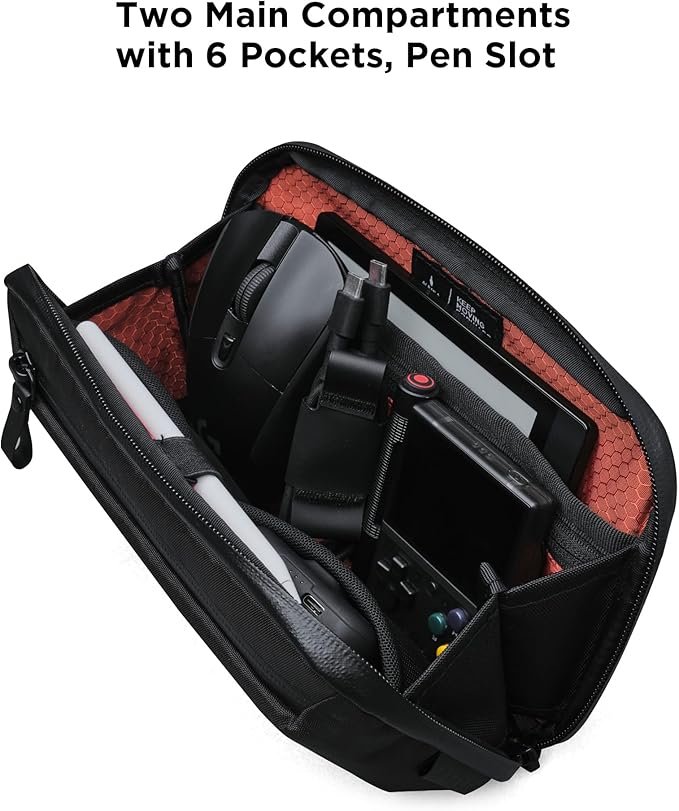 ALPAKA Elements Tech Case Mini X-Pac VX42 Black - Keeps You Clutter-Free - Sling Bag with Adjustable Strap, Weatherproof Fabric Fits Electronic Accessories, EDC Tech Organizer for Travel