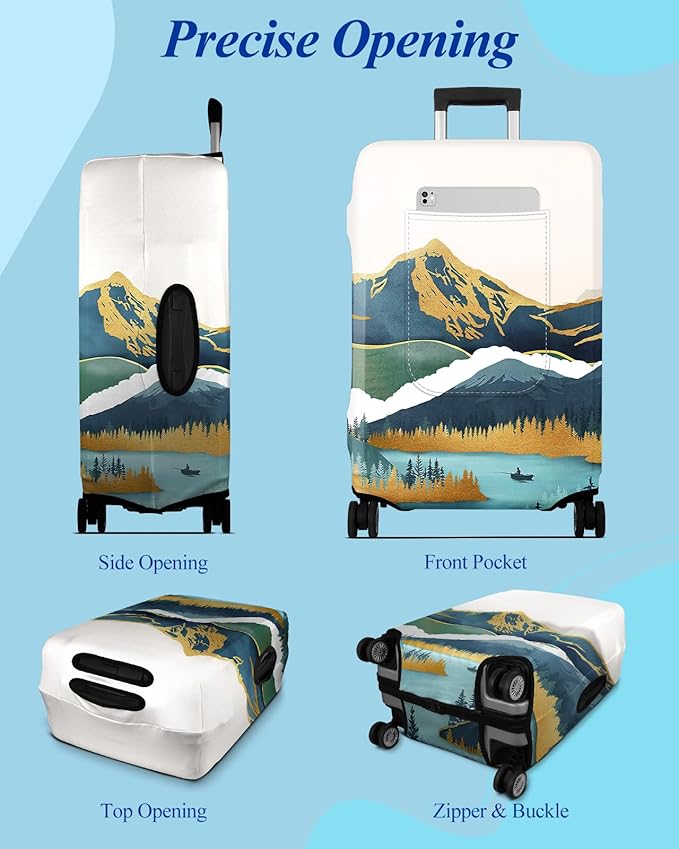 Slohif Luggage Cover for Suitcase Tsa Approved Protector - Luggage Sleeve Large Suit Case Cover Travel Stretch Baggage Case Protective Washable Fit 31-32 Inch Mountain XL