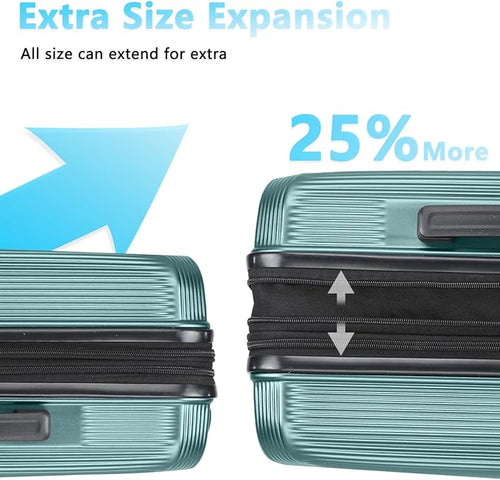 28 Inch Luggage with Spinner Wheels, Lightweight Expandable PC Hardside Large Checked Luggage with TSA Lock, Durable Rolling Suitcase, Green