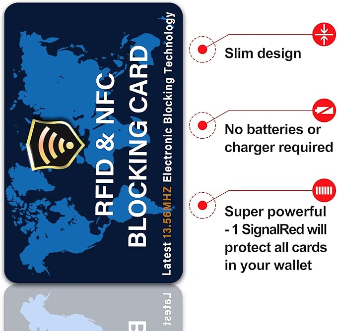 SaiTech IT 10 Pack RFID Blocking Card NFC Contactless Debit/Credit Card ATM Passport Protector ideal for Men & women slim with World map design perfectly fit in wallet - Blue