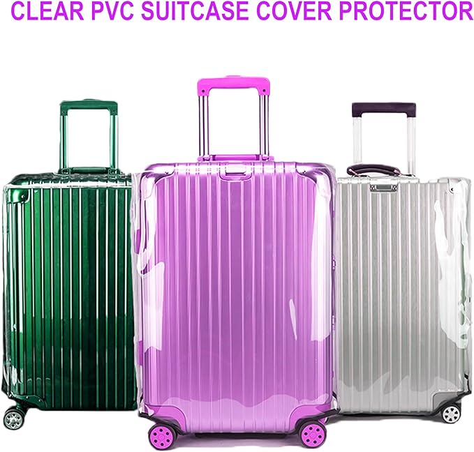 3 PCS PVC Luggage Protector Covers for TSA Approved 20/24/28 Inch Full Clear Suitcase Cover Protector Transparent Luggage Protective Cover Set Full Clear