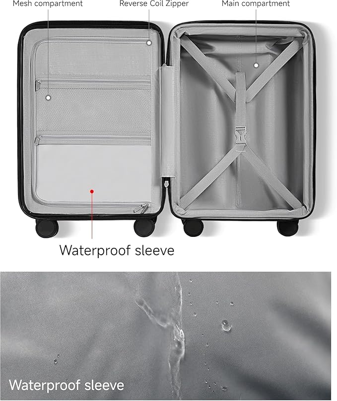 LUGGEX Carry On Luggage 22x14x9 Airline Approved, Expandable Polycarbonate Suitcase with Front Pocket (Green, 20 Inch, 35L)