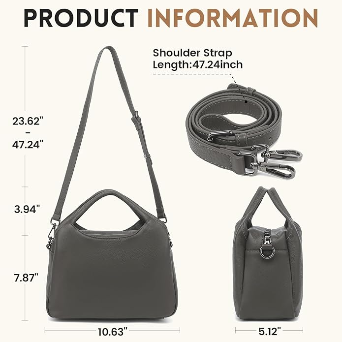 KOGTLA Genuine Leather Purses for Women, Crossbody Shoulder Bags with Top-Handle, Tote Satchel Handbags