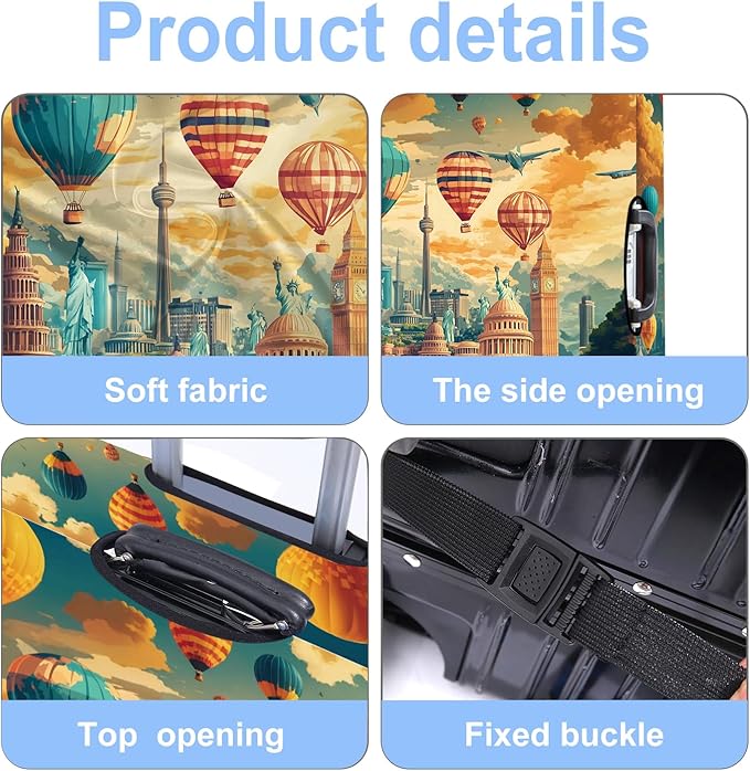 Luggage Cover Washable Suitcase Protector Anti-scratch Suitcase cover Fits 20-34 Inch Luggage (Balloon, M(24-26inch suitcase))