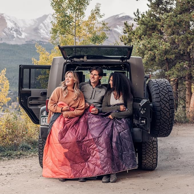 Rumpl Original Puffy Blanket - Warm, Water-Resistant Camping Blanket with 100% Recycled Synthetic Insulation, 52"x75", Original Puffy V1, Teton Fade