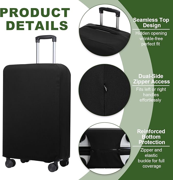 PATIKIL Luggage Cover, Suitcases Covers Elastic Carry on Cover Protector Washable Scratch-Resistant Fits 24-25 Inch Luggage for Travel Business Trips, Black