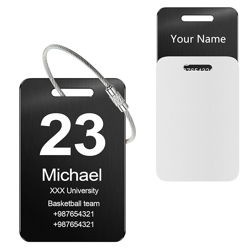 Customized Stainless Steel Luggage Tags: Personalize Your Suitcases, Backpacks, and Bags with Your Text - Custom Initial Text Name ID,Number 2"x3.3"(4 Pack)