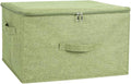 ANMINY Storage Bins with Zipper Lids 36 Qt Lidded Fabric Storage Boxes Baskets Cubes with Handles Collapsible Washable Cotton Linen Closet Shelf Clothes Organizer Containers - Green, Large
