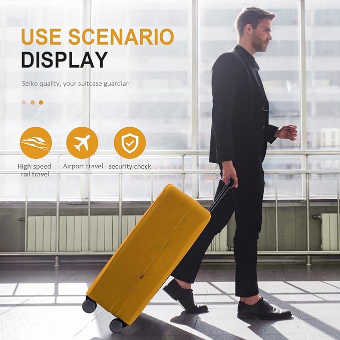 Travel Luggage Cover Suitcase Protector Scratch-Resistant Fit 19-31 Inch Suitcase, Not Included Suitcase (Yellow, 2XL(30-31 inch))