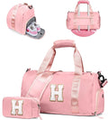 Gifts for Daughter-Girl Gym Bag with Shoe Compartment, Kid Personalized Weekender Ballet Bags, Initial Travel Tote with Makeup Pouch, Gift for Granddaughter Sister Niece (Letter H)