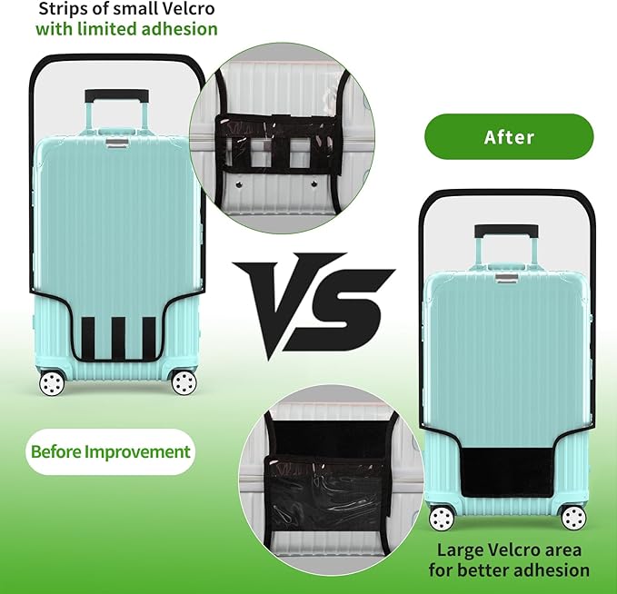 Suitcase Covers For Luggage, 26 Inch Clear PVC Luggage Covers Protector Full Thicken Transparent Waterproof Suitcase Sleeve With Large Velcro for 26" Wheeled Suitcases