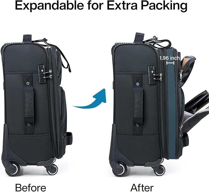 Hanke 28 Inch Softside Expandable Luggage with Spinner Wheels,Check Large Luggage Rolling Suitcase Travel Luggage with TSA Approved,Black