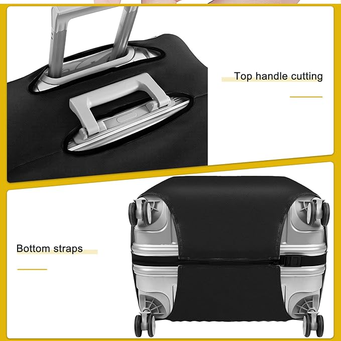 30 Inch PVC Luggage Protector Covers for TSA Approved Clear Suitcase Cover Protector Transparent Luggage Protective Cover Set (Black, Suitable for 30"-31")