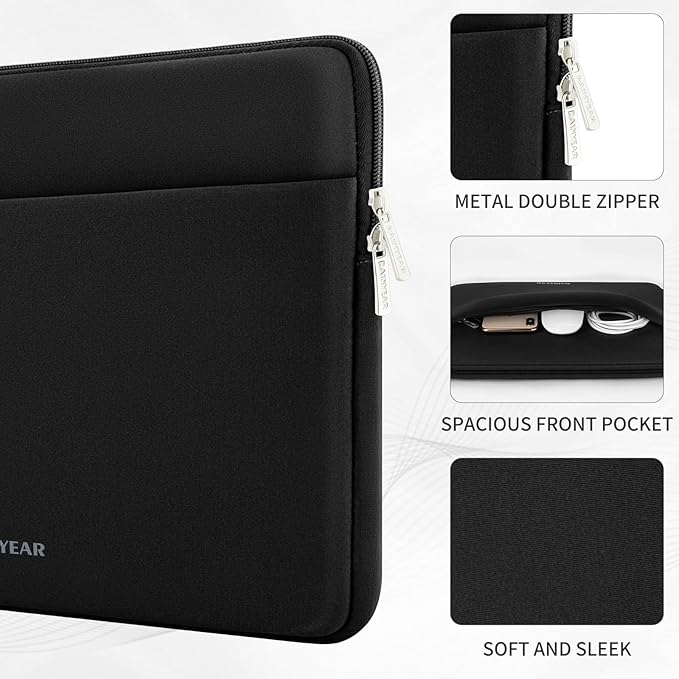 RAINYEAR Laptop Sleeve Case 15.6 Inch, Protective Portable Case with Front Pocket, Briefcase Handbag Computer Carrying Bag Laptop Bag Compatible for HP, Dell, Asus, Lenovo, Notebook, Black