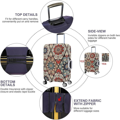 7-Mi Travel Trolley Case Cover Protector Suitcase Cover 26"-28" Trolley case Luggage Storage Covers for Men Women, Retro