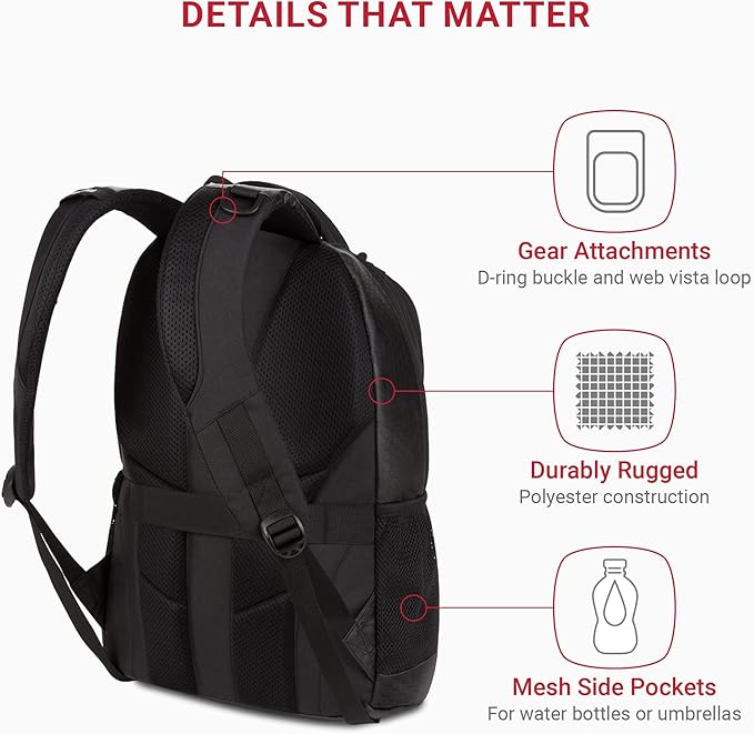 SwissGear Cecil 5505 Laptop Backpack, Black Hex, 18-Inch