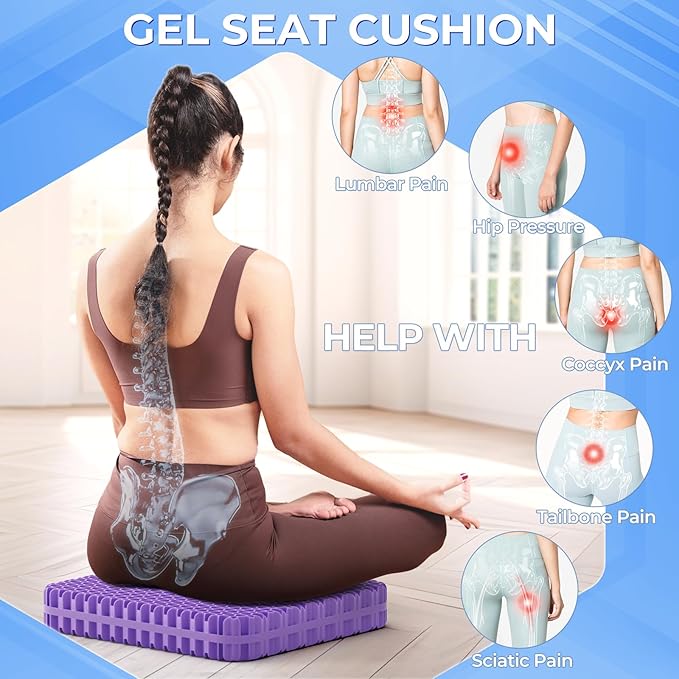 TushGuard Gel Seat Cushion for Long Sitting, Enlarged & Thickened Patent Design Office Chair Seat Cushion, Breathable Cooling Pads for Chairs, Soft Car Cushions for Wheelchair(XX-Large, Grey)