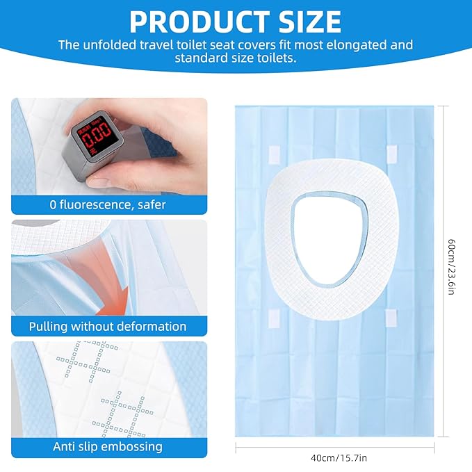 55 Pack Toilet Seat Covers Disposable 16x24 Inch XL Portable Toilet Liners Travel Seat Cover for Outdoors,Hotel, Hospital, Travel, Public Toilet Seat Cover (55 Pack, XL)