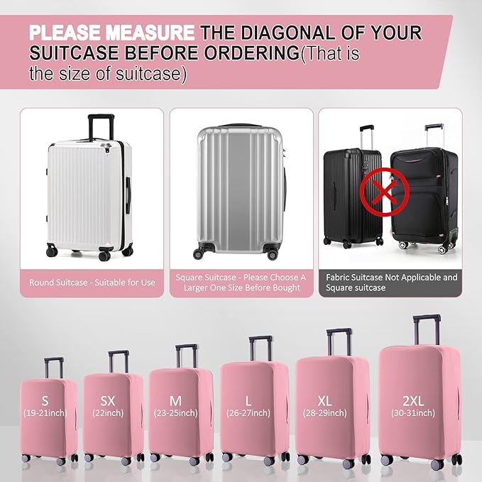 Travel Luggage Cover - Scratch-Resistant Fit 19-31 Inch, Pink (S(19-21 inch))