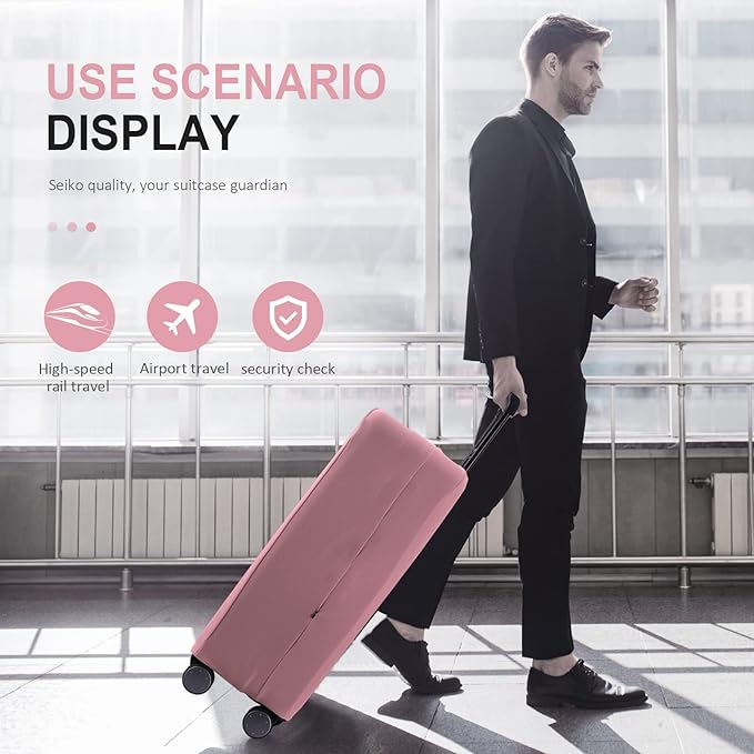 Travel Luggage Cover Suitcase Protector Scratch-Resistant Fit 19-31 Inch Suitcase, Not Included Suitcase (Pink, M(24-25 inch))
