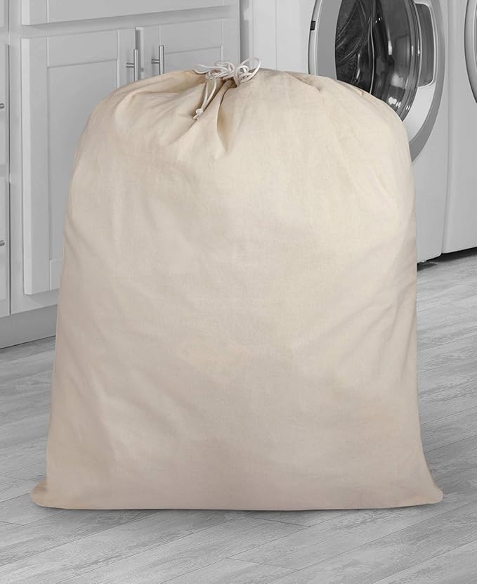 Urban Villa Laundry Bags 2 Pack Canvas Dirty Clothes Travel Laundry Bag|Machine Washable|Reusable College Hostel Liner Bag for Garments with Drawstring Closure - Size 28 x 36 Inches